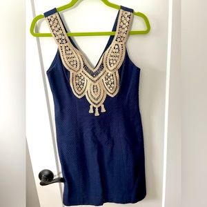 Lily Pulitzer blue and gold shift dress